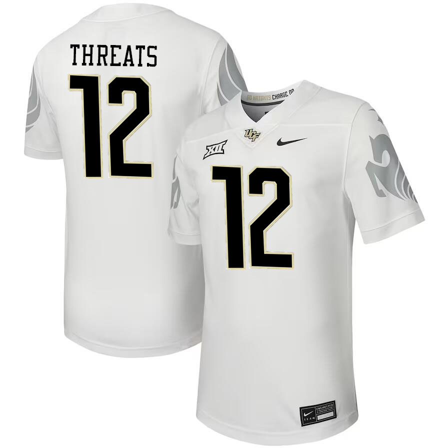 Men #12 Bryon Threats UCF Knights Big 12 Conference College Football Jerseys Stitched-Black